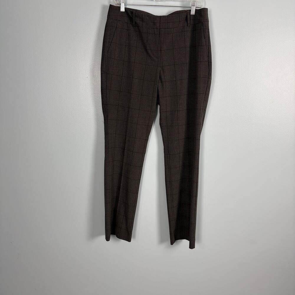 Ann Taylor Factory Plaid Trousers Size 8 Brown Gray Preppy Career Windowpane